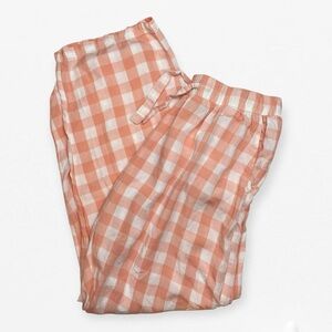 naviaue Light Pink Peach Gingham Checkered drawstring lounge pajama Pants S